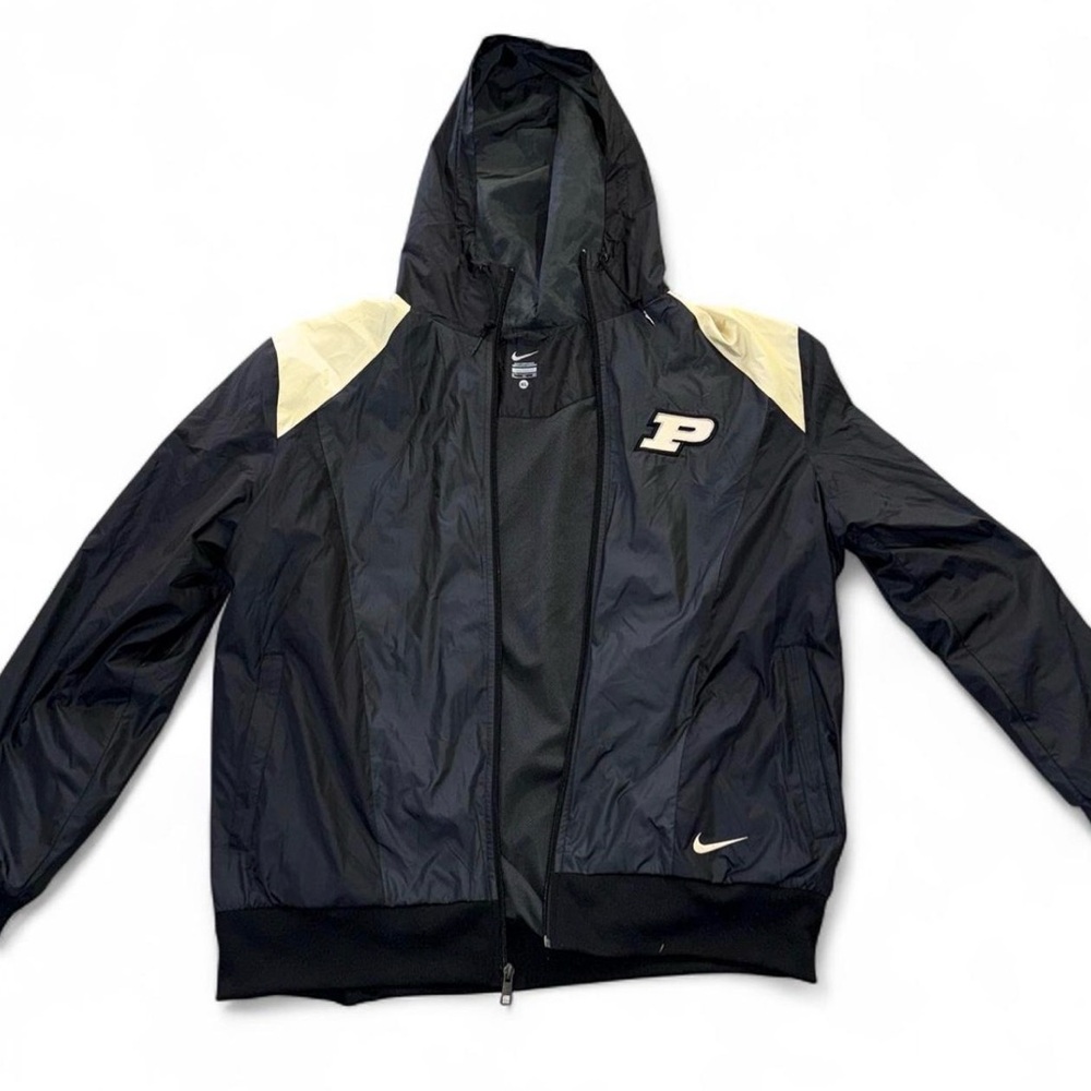 Nike Men's Black and Cream Hooded Windbreaker